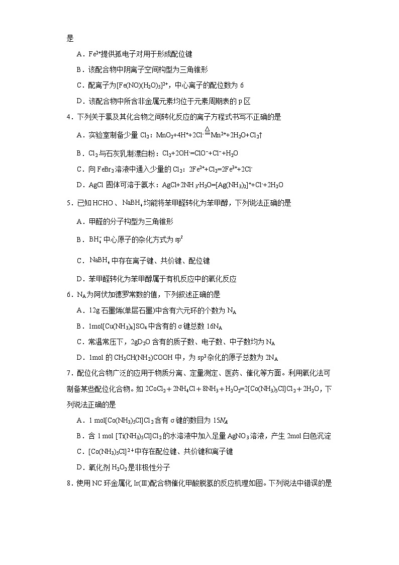 2.3.1配位键和配位化合物同步练习-沪科版高中化学选择性必修2第2页