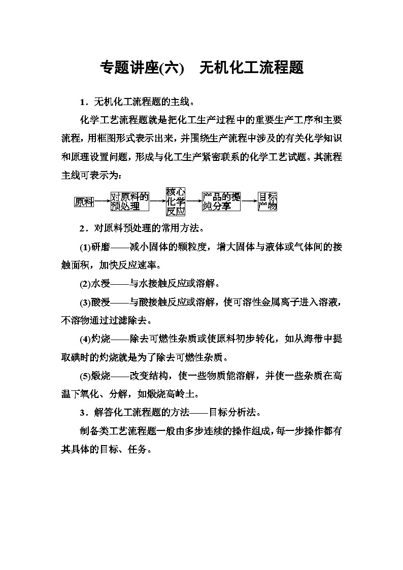 2022年高中化学必修二专题讲座：（六）无机化工流程题 Word版含解析第1页