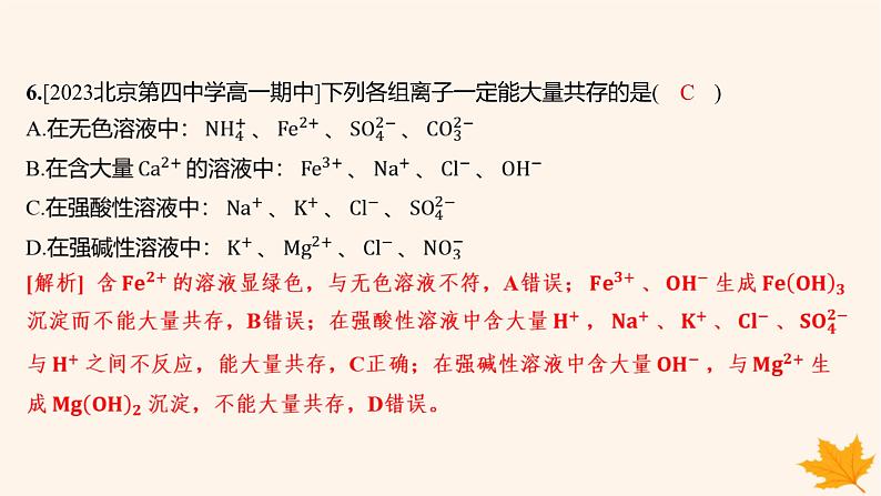 江苏专版2023_2024学年新教材高中化学第一章物质及其变化测评课件新人教版必修第一册第8页