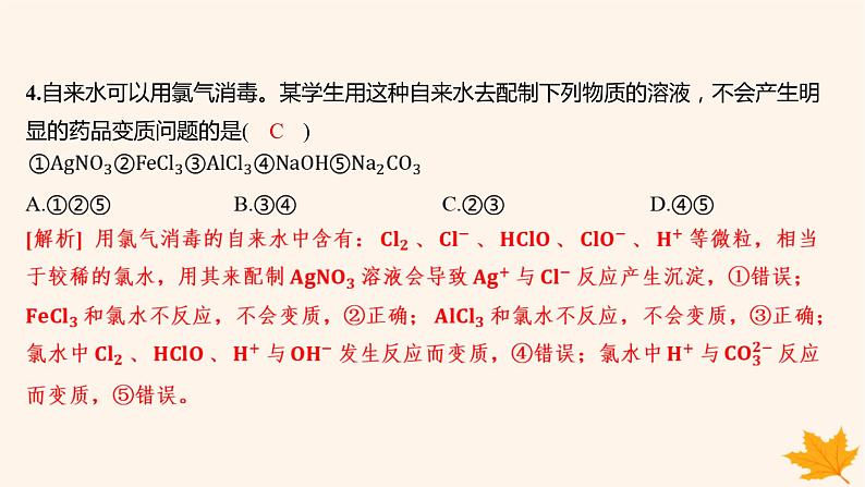 江苏专版2023_2024学年新教材高中化学第二章海水中的重要元素__钠和氯第二节氯及其化合物第一课时氯气的性质分层作业课件新人教版必修第一册05