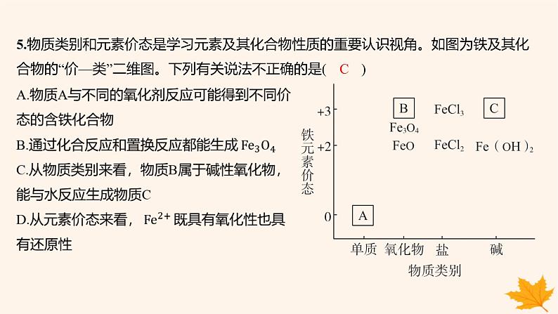 江苏专版2023_2024学年新教材高中化学第三章铁金属材料第一节铁及其化合物第二课时铁的氢氧化物铁盐和亚铁盐分层作业课件新人教版必修第一册07