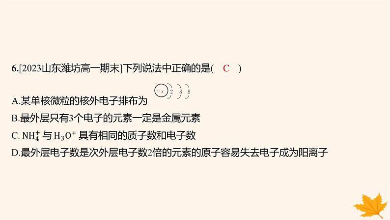 江苏专版2023_2024学年新教材高中化学第四章物质结构元素周期律第一节原子结构与元素周期表第一课时原子结构分层作业课件新人教版必修第一册第7页