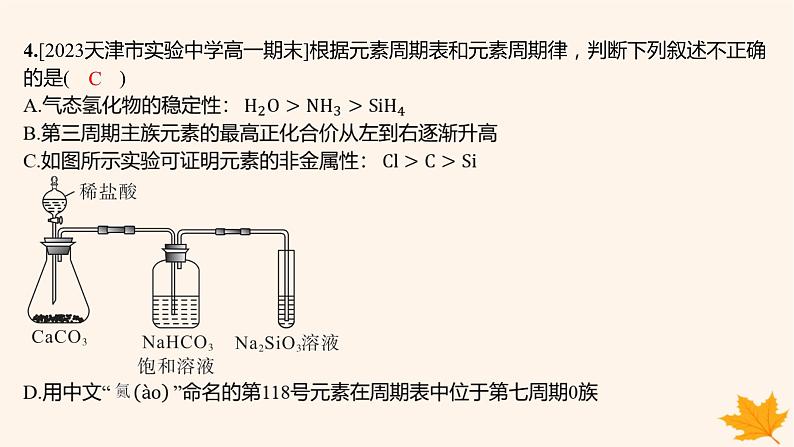 江苏专版2023_2024学年新教材高中化学第四章物质结构元素周期律第二节元素周期律第二课时元素周期表和元素周期律的应用分层作业课件新人教版必修第一册06