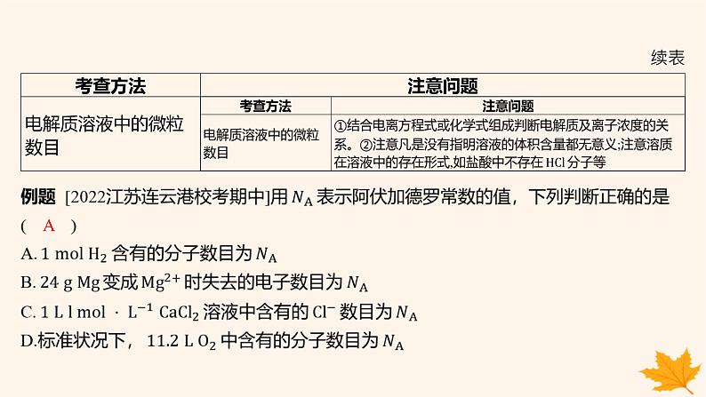 江苏专版2023_2024学年新教材高中化学第二章海水中的重要元素__钠和氯微专题4阿伏加德罗常数及计算课件新人教版必修第一册第4页