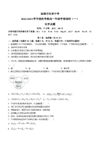 2023盐城亭湖区伍佑中学高一上学期10月月考化学试题无答案