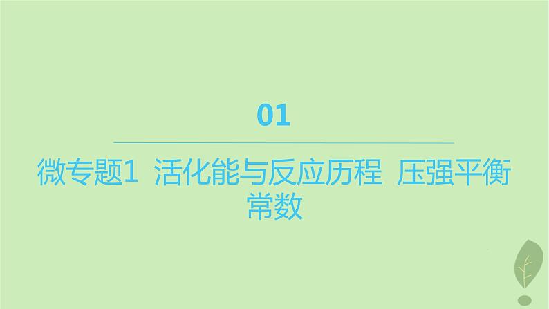 江苏专版2023_2024学年新教材高中化学第二章化学反应速率与化学平衡微专题1活化能与反应历程压强平衡常数课件新人教版选择性必修1第1页