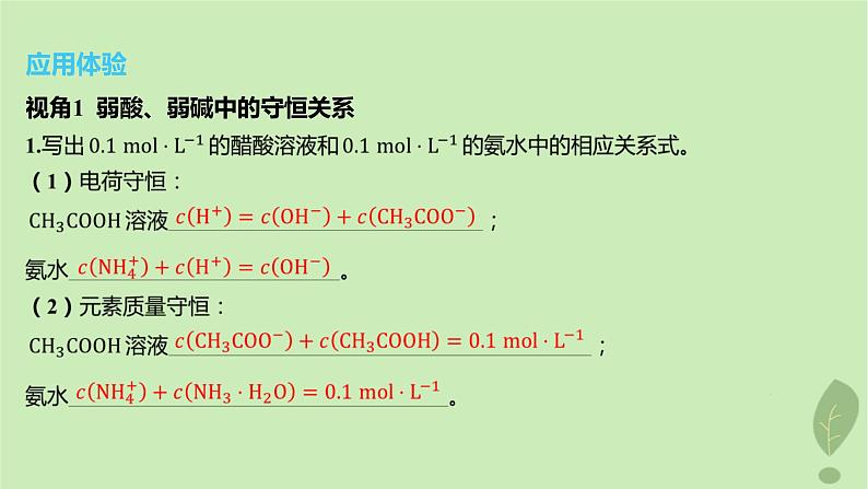 江苏专版2023_2024学年新教材高中化学第三章水溶液中的离子反应与平衡微专题4电解质溶液中粒子间的关系课件新人教版选择性必修106