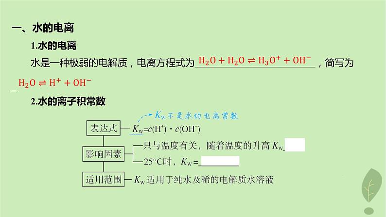 江苏专版2023_2024学年新教材高中化学第三章水溶液中的离子反应与平衡第二节水的电离和溶液的pH第一课时水的电离溶液的酸碱性课件新人教版选择性必修1第5页