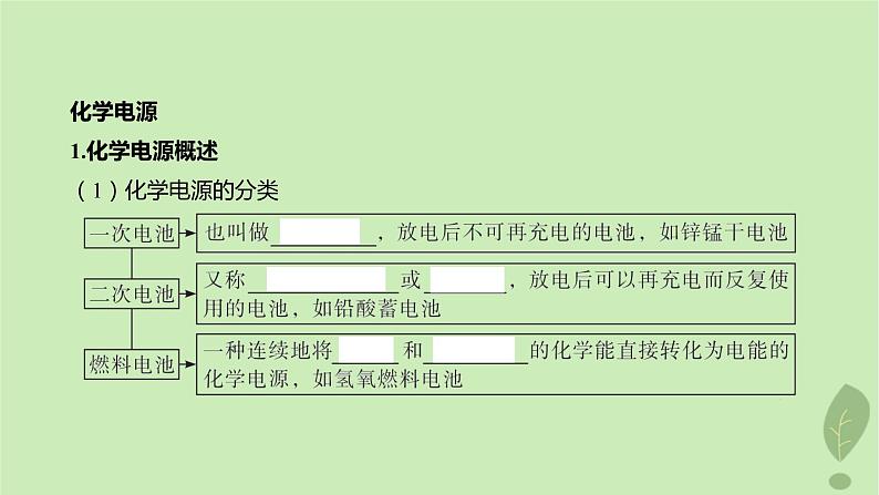 江苏专版2023_2024学年新教材高中化学第四章化学反应与电能第一节原电池第二课时化学电源课件新人教版选择性必修105