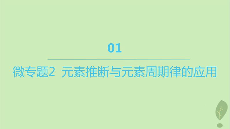 江苏专版2023_2024学年新教材高中化学第一章原子结构与性质微专题2元素推断与元素周期律的应用课件新人教版选择性必修2第1页