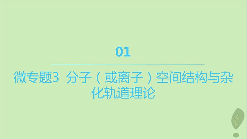 江苏专版2023_2024学年新教材高中化学第二章分子结构与性质微专题3分子或离子空间结构与杂化轨道理论课件新人教版选择性必修2第1页