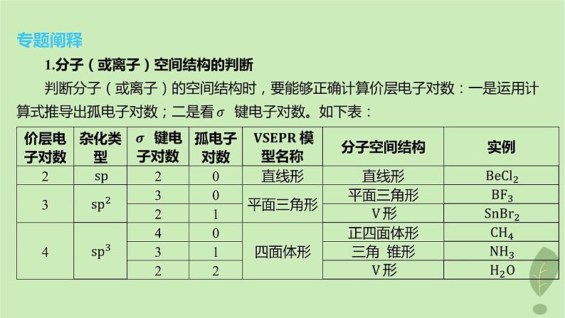 江苏专版2023_2024学年新教材高中化学第二章分子结构与性质微专题3分子或离子空间结构与杂化轨道理论课件新人教版选择性必修2第2页