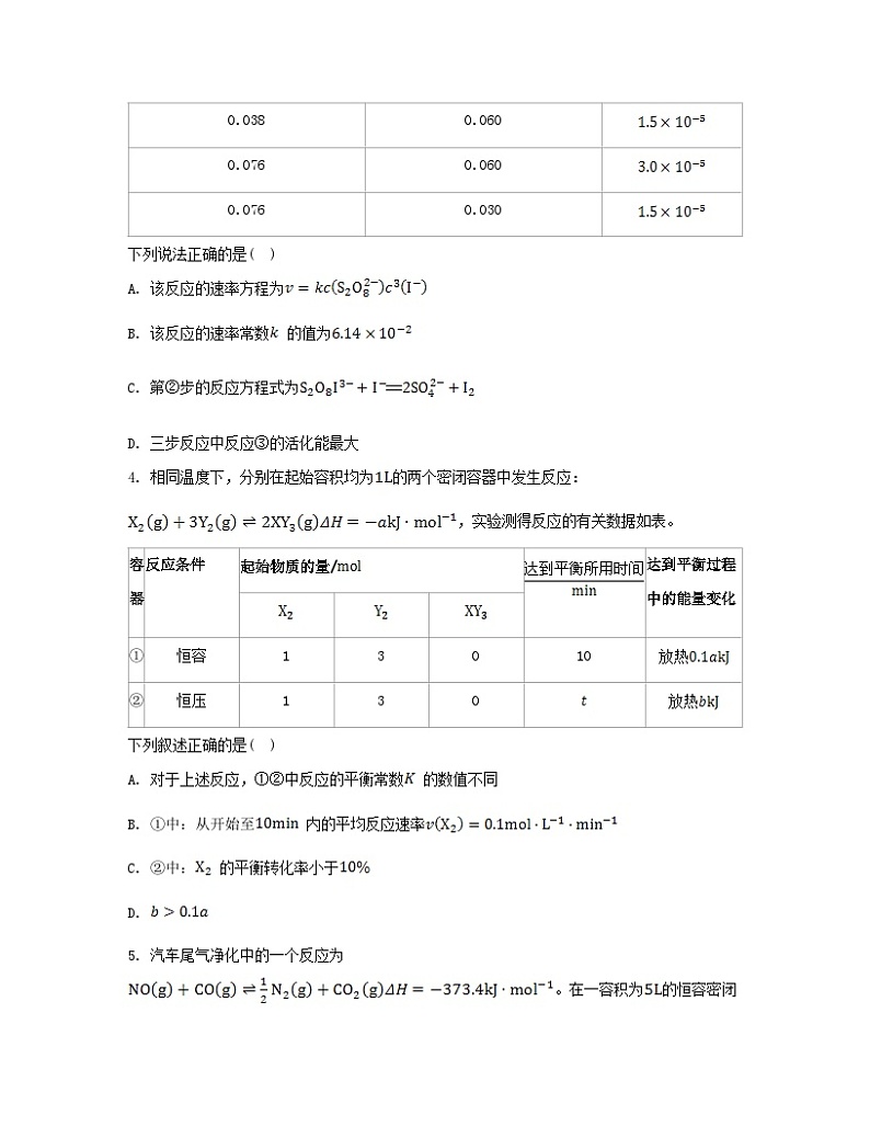 2023_2024学年新教材高中化学第二章化学反应速率与化学平衡测评新人教版选择性必修1第2页