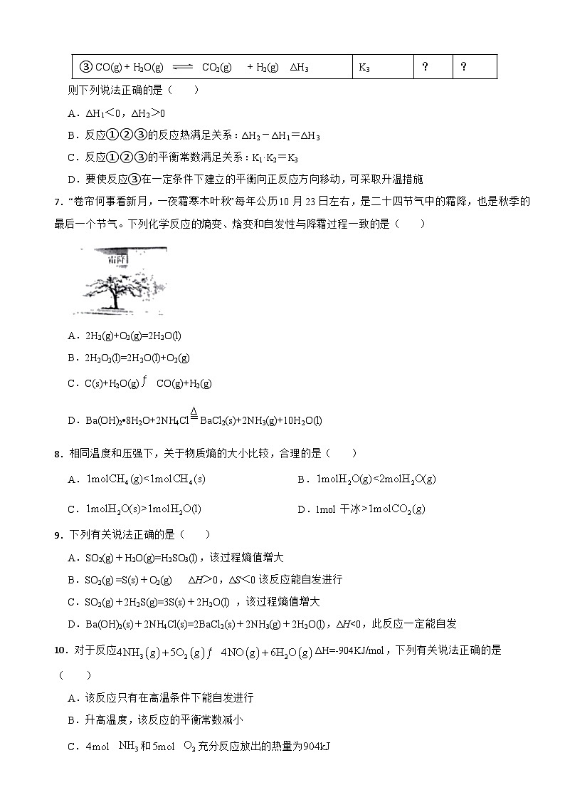 2.3 化学反应的方向  同步练习    高中化学人教版（2019）选择性必修1第2页