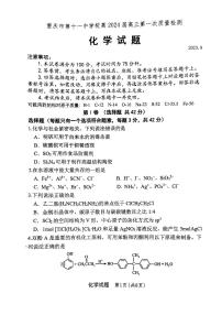 重庆市第十一高级中学校2023-2024学年高三上学期第一次质量检测化学试题（扫描版含答案）