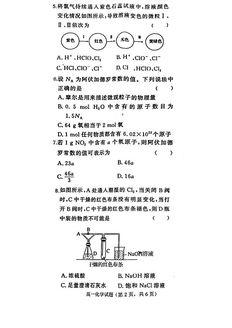 山东省鄄城县2023-2024学年高一上学期9月月考化学试题（扫描版含答案）第2页