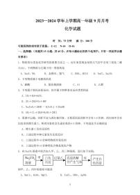 湖北省宜城市第一中学2023-2024学年高一上学期9月月考化学试题