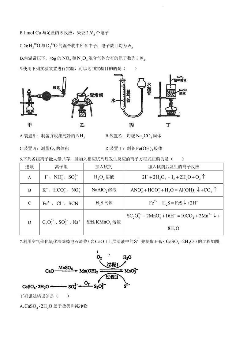 2024届东北师范大学附属中学高三上学期第一次摸底考试化学试题第2页