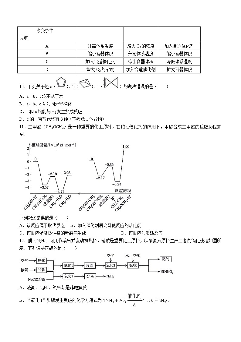 河南省青桐鸣联考2023-2024学年高二上学期9月月考化学试题（Word版含答案）03
