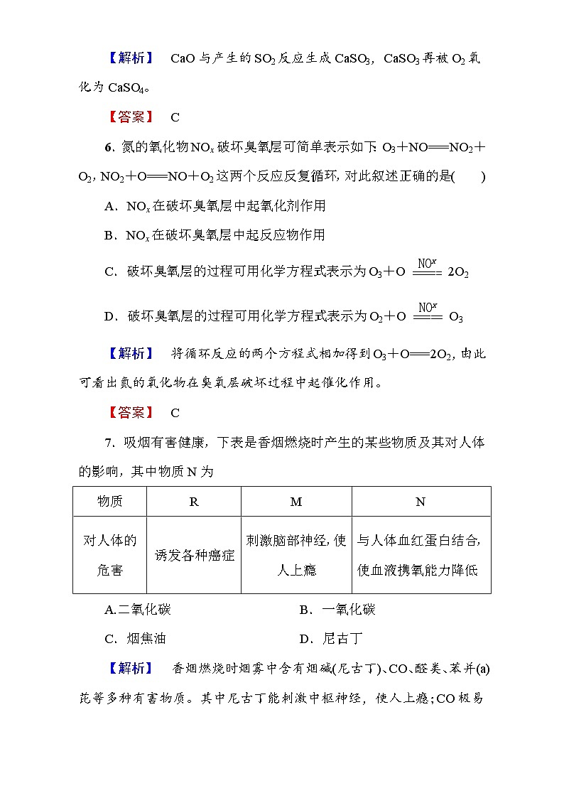 2022年高二化学选修1寒假测评：14改善大气质量 第2课时 Word版含解析第3页