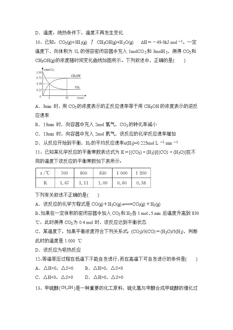 2023—2024学年上学期高二化学鲁科版（2019）选择性必修一第二章  化学反应的方向、限度与速率  课后练习题含答案03