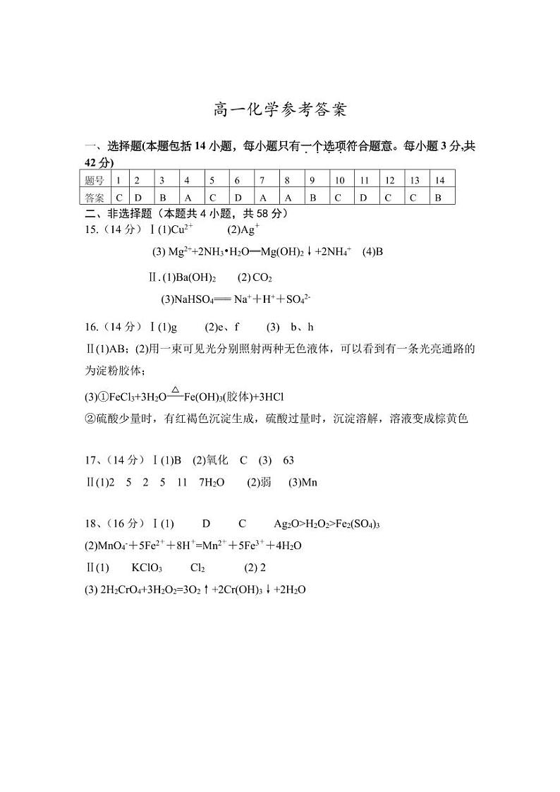 湖南省永州市名校2023-2024学年高一上学期10月第一次月考化学试卷（PDF版含答案）01
