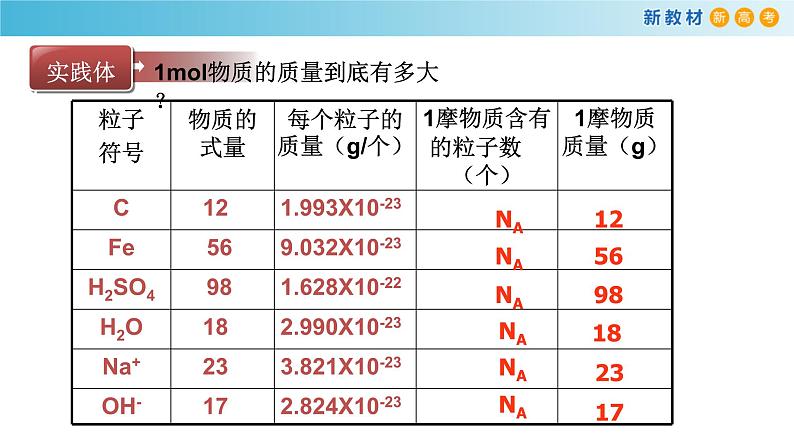 高一化学同步教学课堂 人教版2019必修第一册 2.3.2 摩尔质量课件PPT第4页