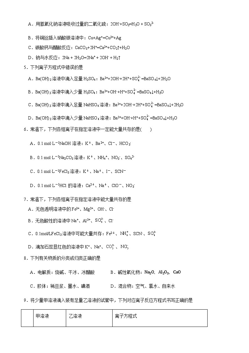 山东省临沂市蒙阴县2023-2024学年高一上学期第一次月考化学试题（Word版含答案）第2页