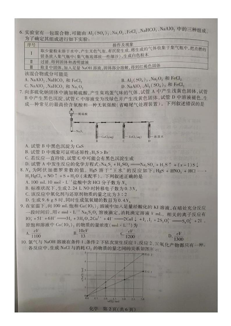 江西省稳派联考2023-2024学年高三上学期10月统一调研测试化学第2页