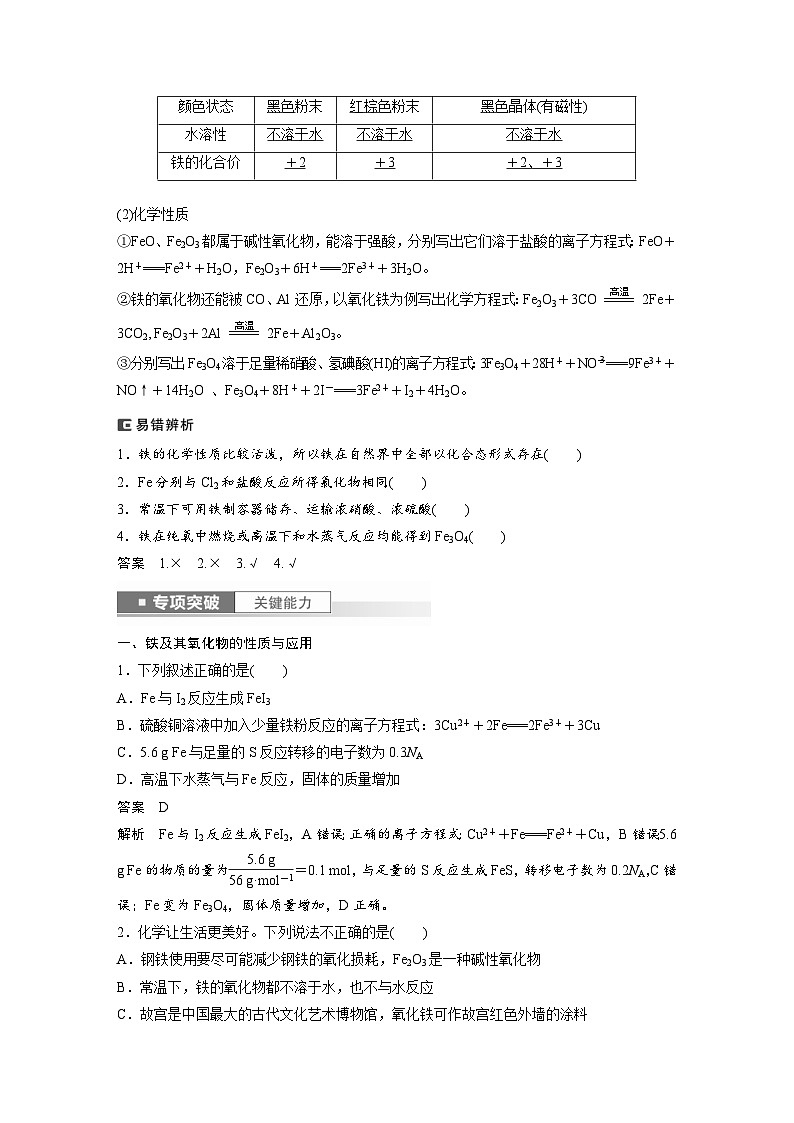 新高考化学一轮复习精品学案 第4章 第15讲　铁及其氧化物和氢氧化物（含解析）第2页