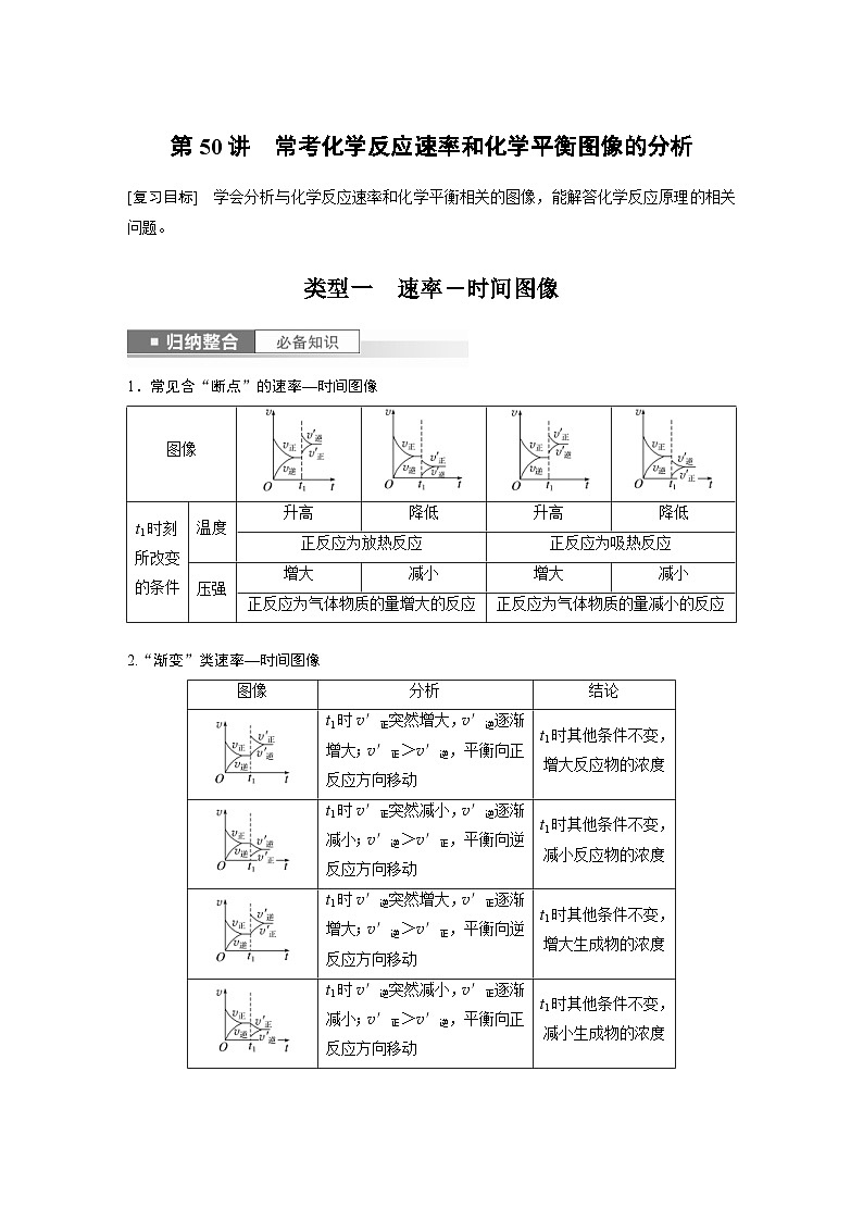新高考化学一轮复习精品学案 第8章 第50讲　常考化学反应速率和化学平衡图像的分析（含解析）01