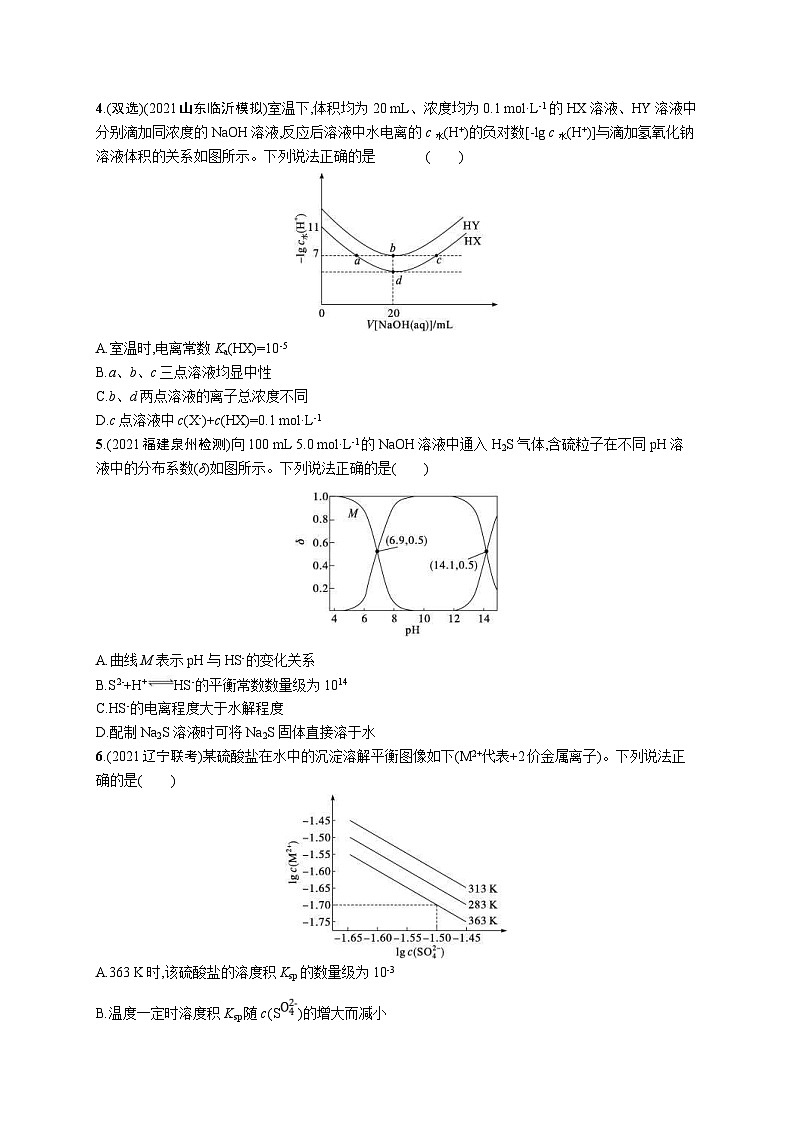 新高考化学二轮复习专题突破练十　水溶液中的离子平衡(B) （含解析）02