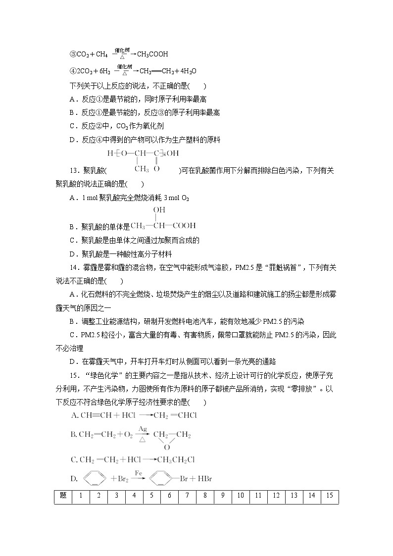 2022年高二化学选修1寒假同步测试卷：08保护生存环境(B卷) Word版含答案03