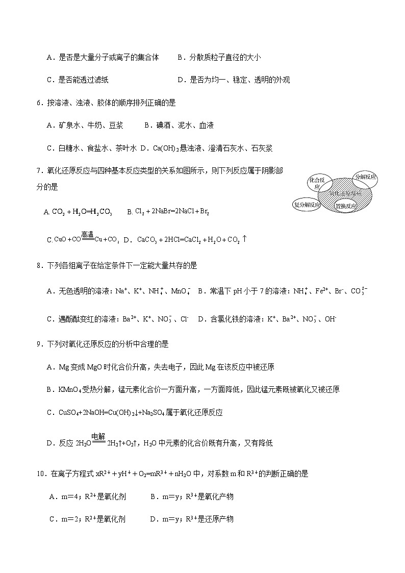 安徽省六安市舒城县中2023-2024学年高一上学期10月月考化学试卷（Word版含答案）第2页
