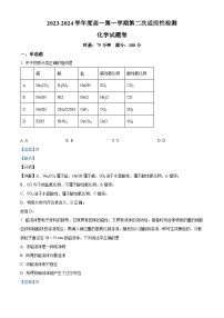 湖南省株洲市重点中学2023-2024学年高一上学期第二次适应性检测化学试题   Word版含解析