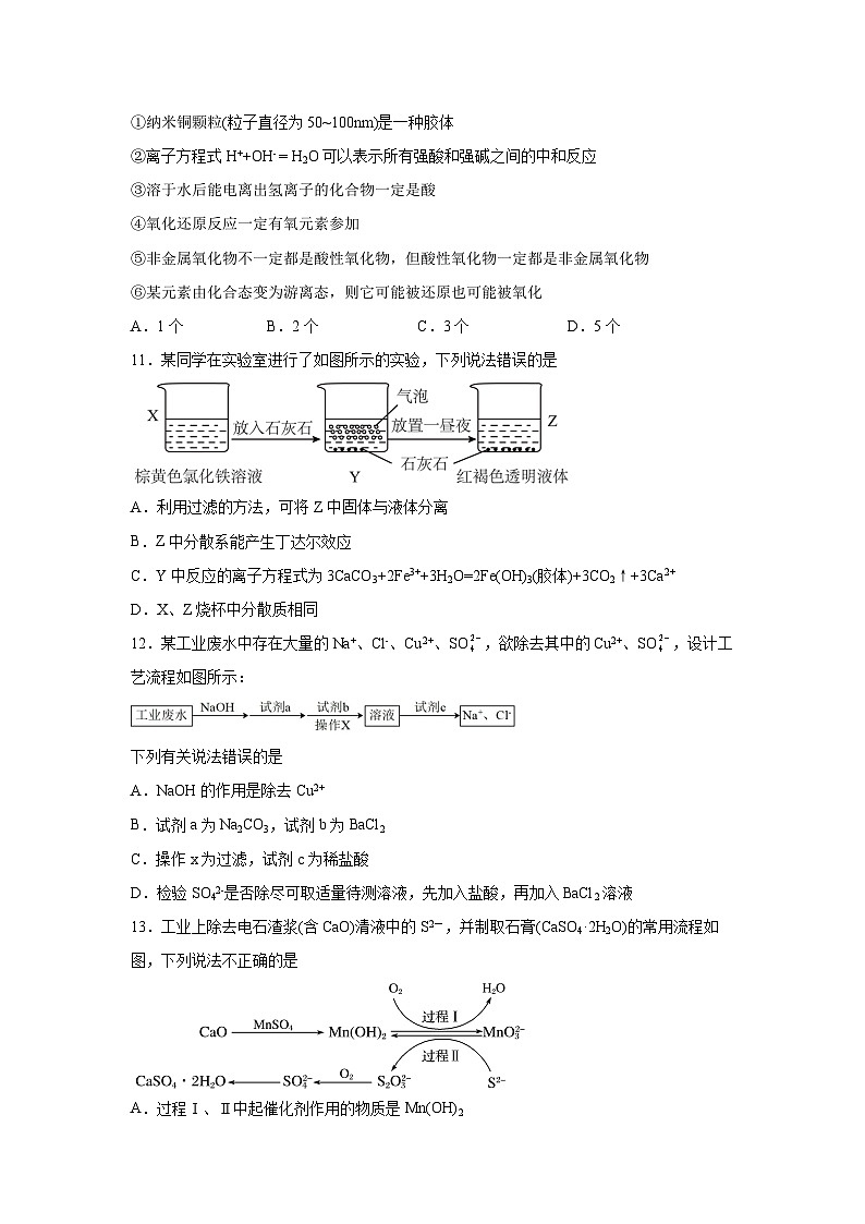 2024长沙雅礼中学高一上学期第一次月考化学试题含答案03