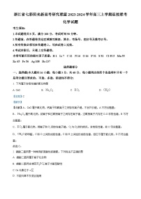 浙江省七彩阳光新高考研究联盟2023-2024学年高三化学上学期开学联考试题（Word版附解析）