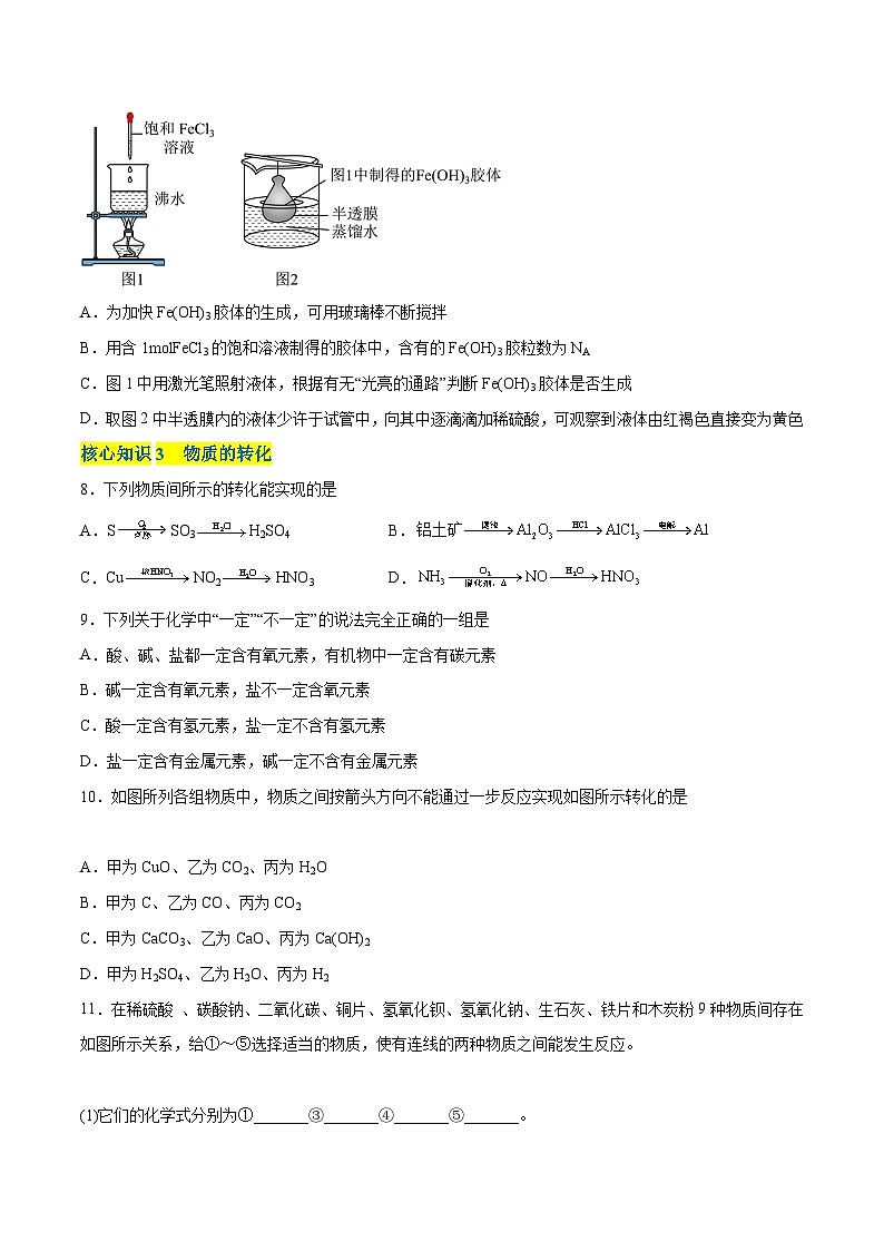 【期中模拟卷】（人教版2019）2023-2024学年高一上学期化学 必修1 第一章  物质及其变化 考点卷.zip02