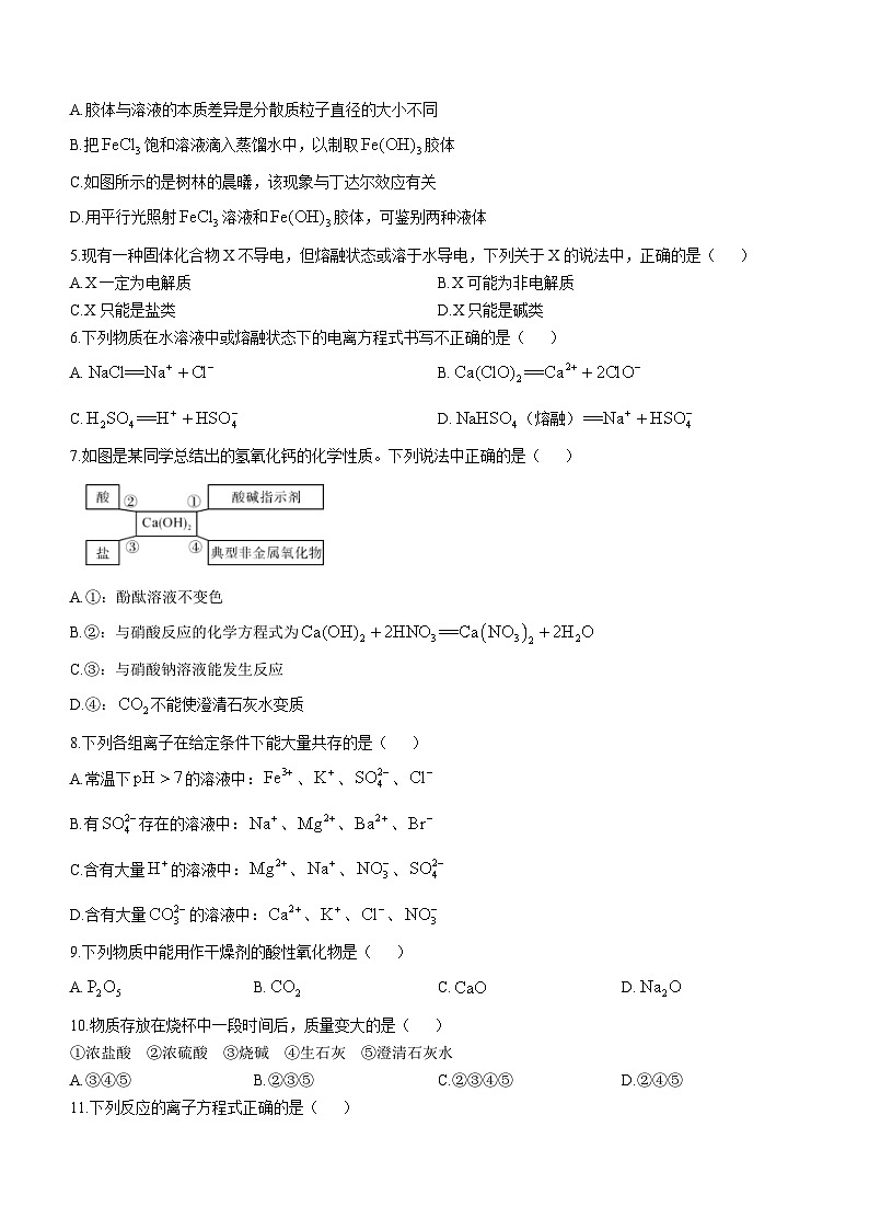 2024武威天祝藏族自治县一中高一上学期9月月考化学试题含答案第2页
