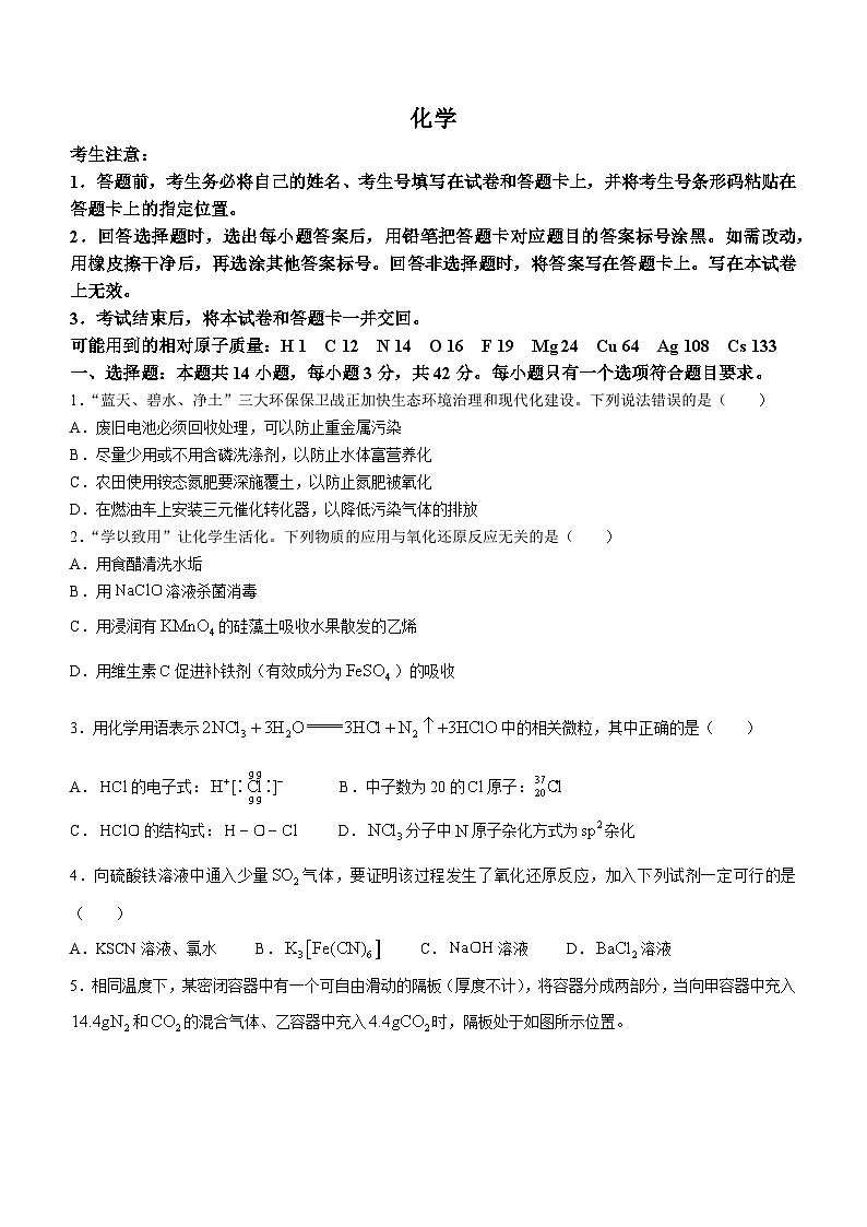 2024巢湖一中高三上学期10月月考试题化学含解析01