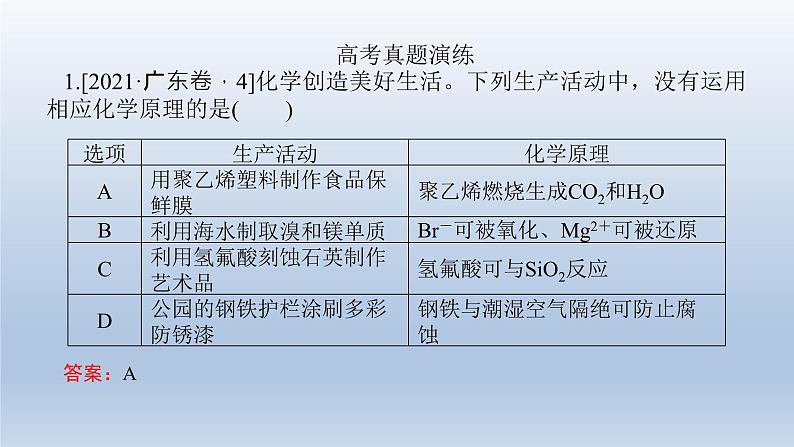 新高考化学二轮总复习 专题突破课件 专题四 元素及其化合物（含解析）07