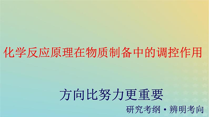 2024届高考化学复习专题《化学反应原理在物质制备中的调控作用》课件01