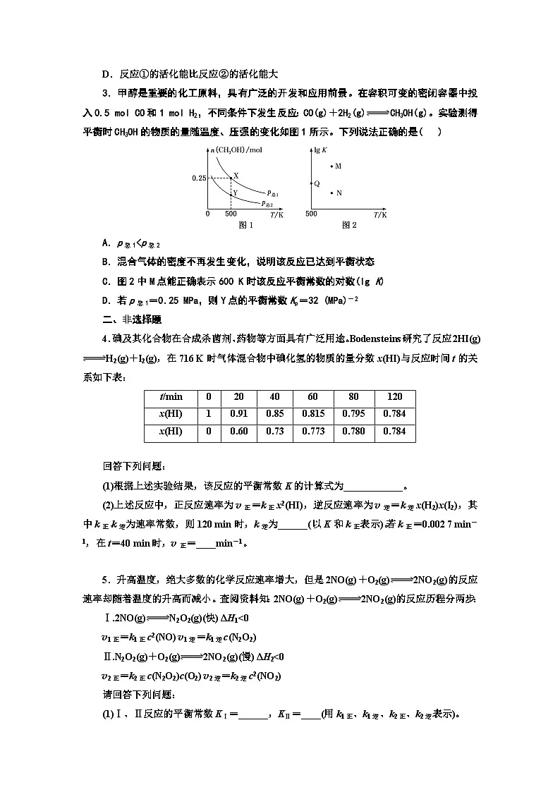 2024届高考化学一轮复习 课时跟踪检测（三十七） 速率常数与分压常数 （含答案）第2页