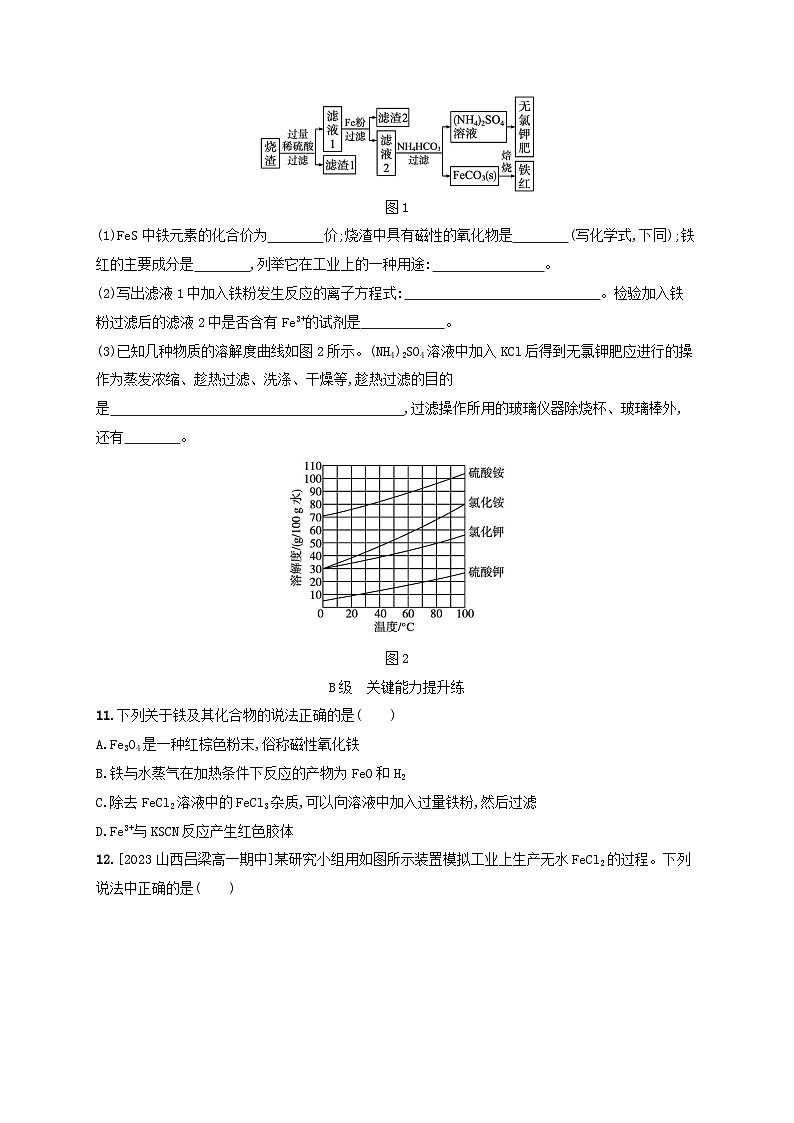 新教材2023_2024学年高中化学第3章物质的性质与转化分层作业15铁铁的氧化物和铁的氢氧化物鲁科版必修第一册第3页