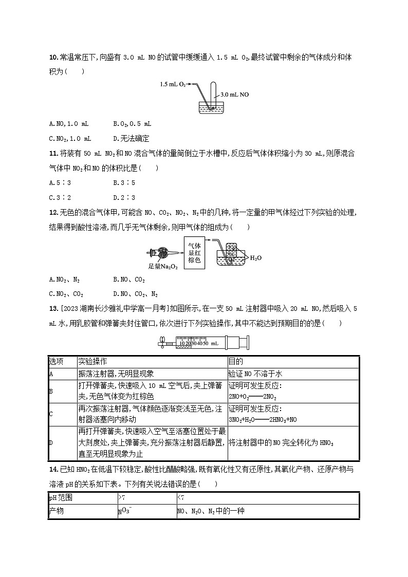 新教材2023_2024学年高中化学第3章物质的性质与转化分层作业19自然界中的氮循环氮气和氮的氧化物鲁科版必修第一册03