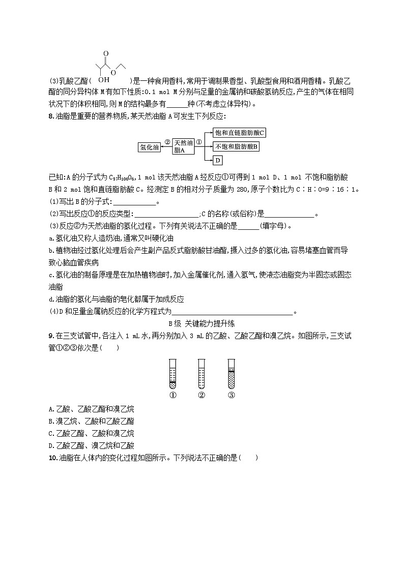 新教材2023_2024学年高中化学第3章烃的衍生物第4节羧酸羧酸衍生物第2课时羧酸衍生物分层作业新人教版选择性必修3第2页