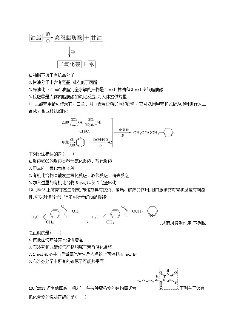 新教材2023_2024学年高中化学第3章烃的衍生物第4节羧酸羧酸衍生物第2课时羧酸衍生物分层作业新人教版选择性必修3第3页