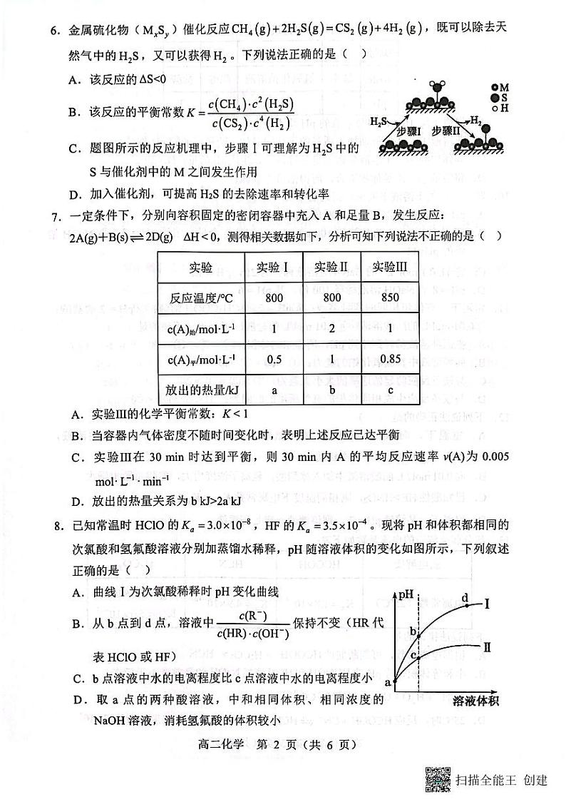 辽宁省重点高中沈阳市郊联体2023-2024学年高二化学上学期10月月考试题（PDF版附答案）02