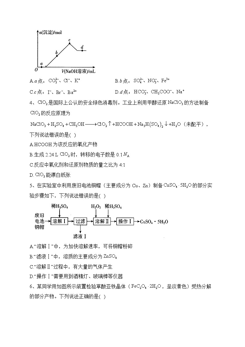 湖南衡阳名校2024届高三一轮复习10月第3周周练化学试题（Word版含解析）02