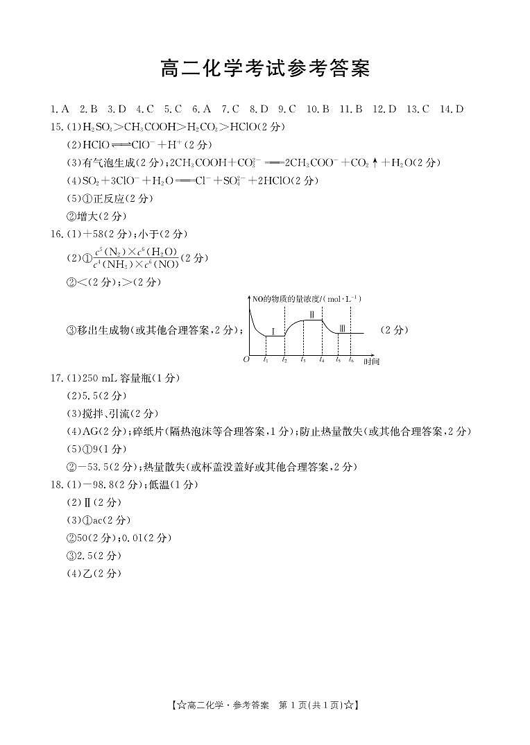 内蒙古部分名校2023-2024学年高二上学期10月联考化学试题（扫描版含答案）01